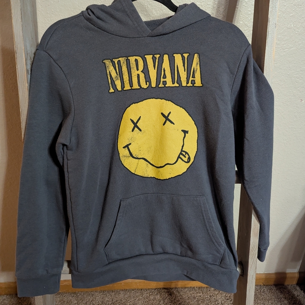 Nirvana Gray Hoodie with Yellow Graphic